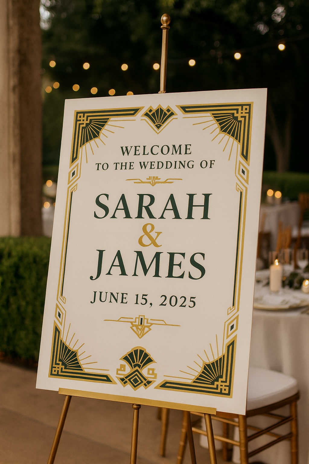 Art Deco Glamour wedding sign design example