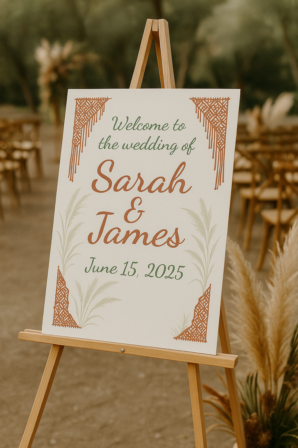 Boho Chic wedding sign design example