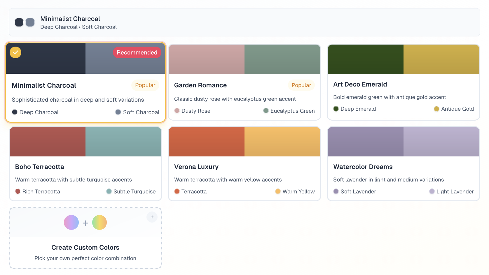 Pick Color Palette - Wedding Sign Generator Step
