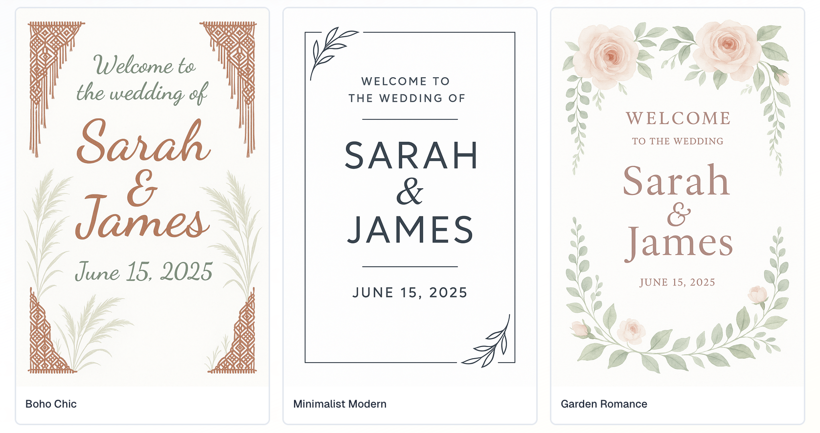 Choose Your Style - Wedding Sign Generator Step