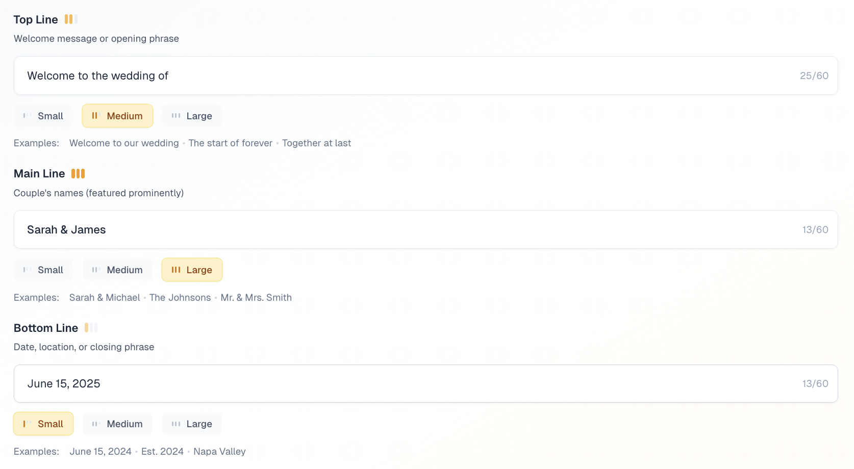 Enter Your Text - Wedding Sign Generator Step