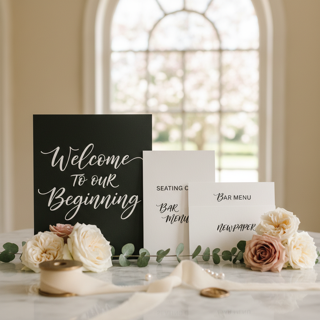 Black and White Wedding Signs for Modern, Formal and Editorial Suites