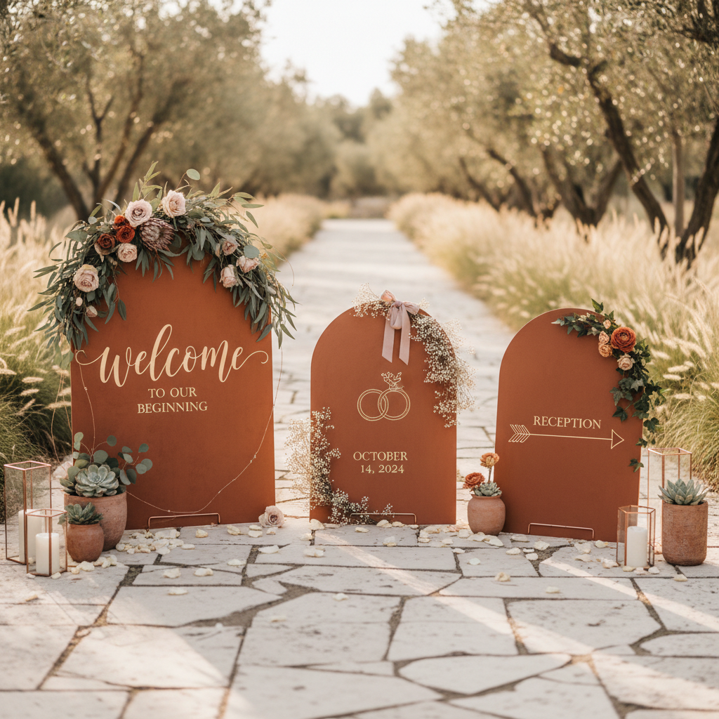 Burnt Orange Wedding Signs: Terracotta, Sage, Blush