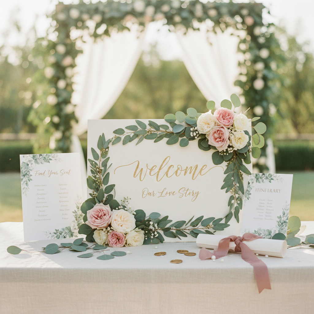 Eucalyptus Wedding Signs for Fresh, Greenery-Led Celebrations
