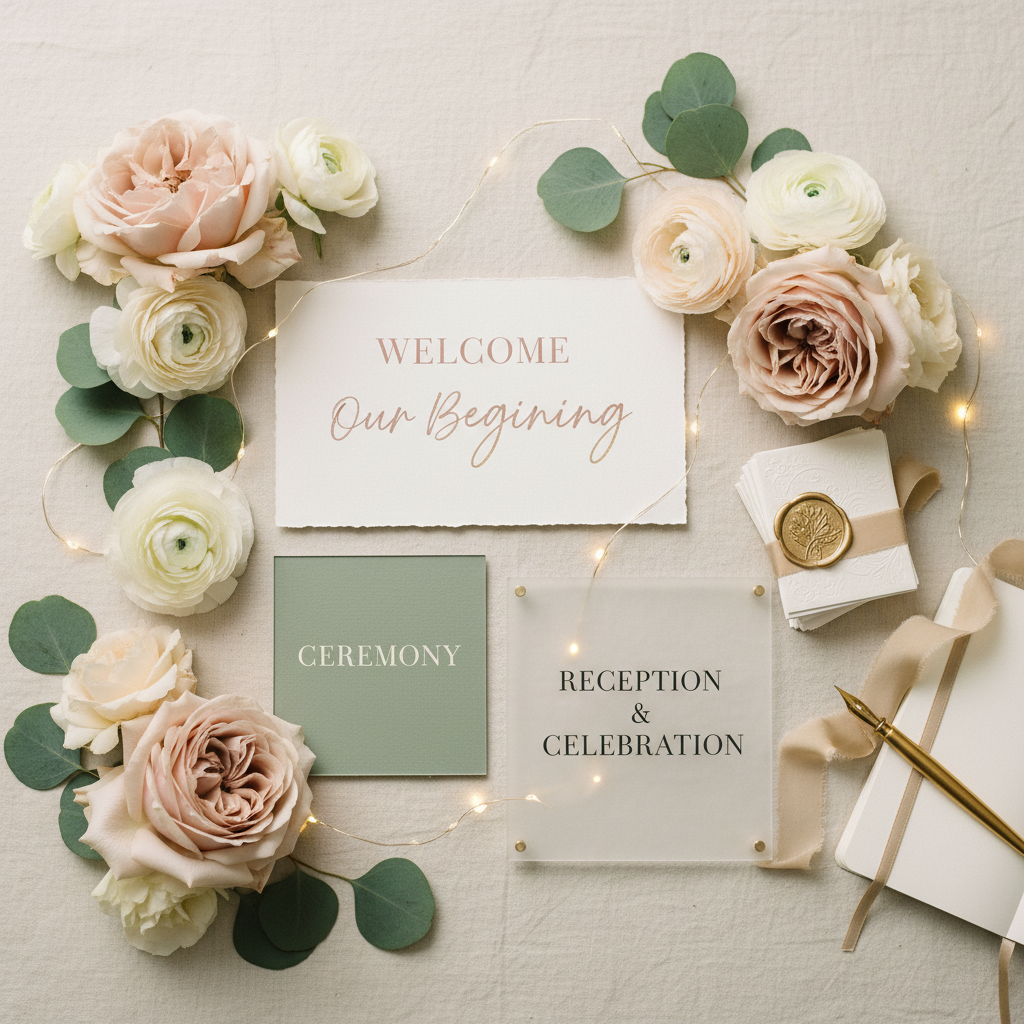 Minimalist Wedding Signs: Clean, Modern Design Guide | AI Wedding Sign